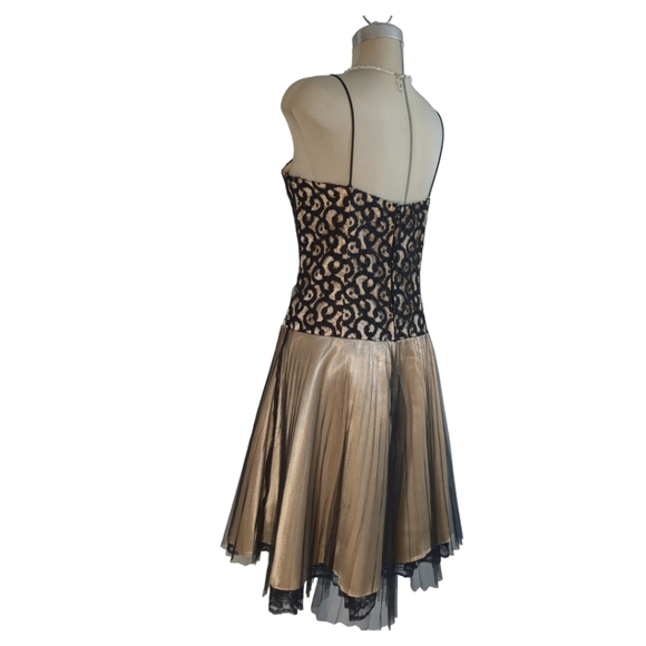 ASPEED Black Lace Top And Gold Mesh and Satin Strapless Dress Size XL Grande - Picture 16 of 16